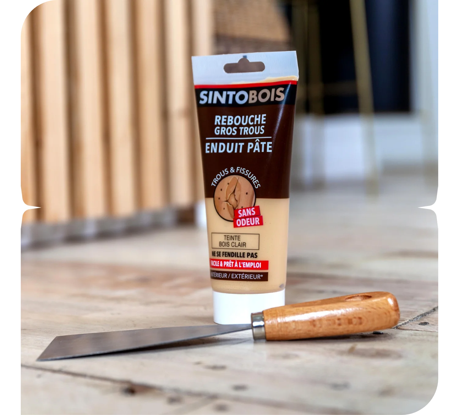 Sinto - Rebouche gros trous dans le bois, enduit pâte