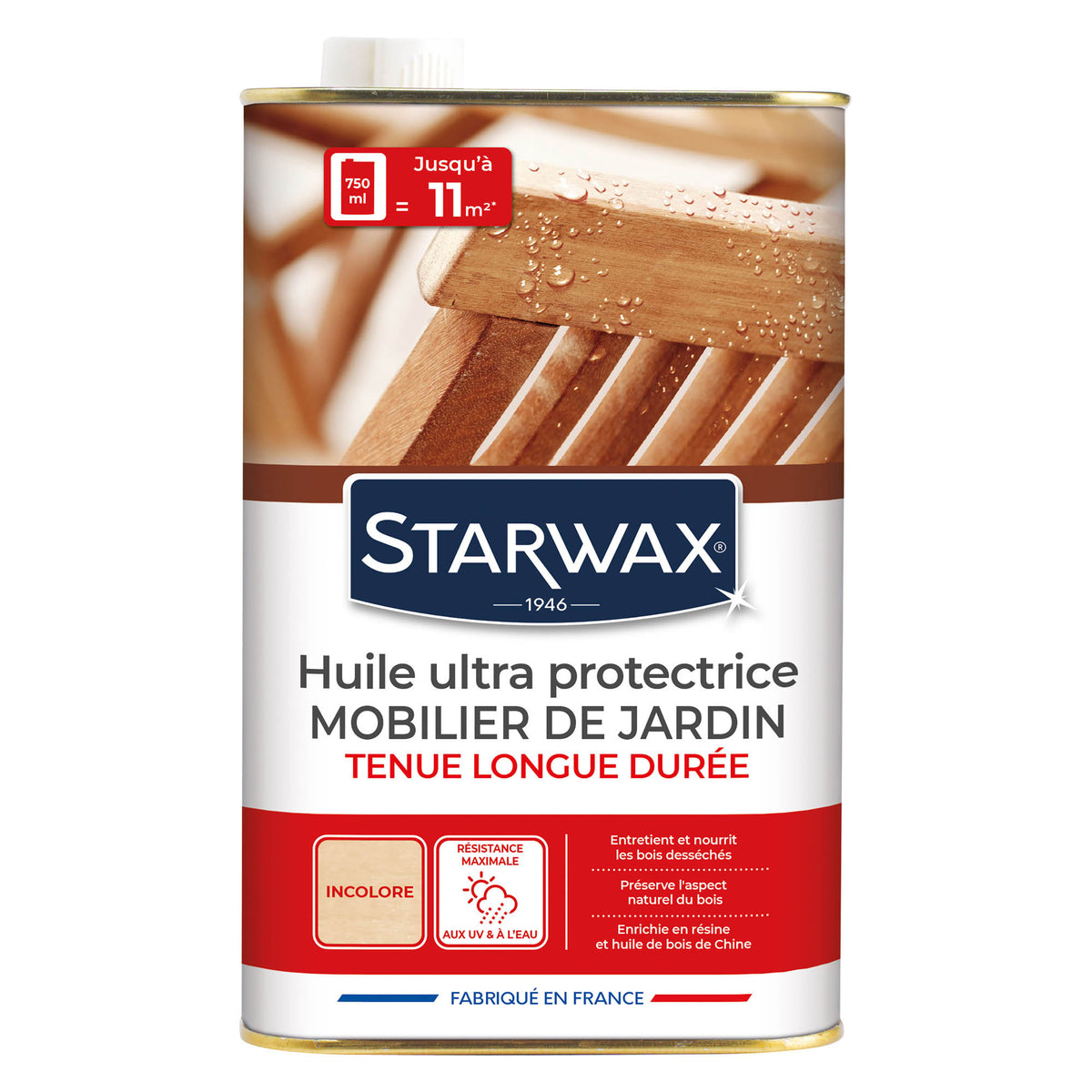 STARWAX - Huile ultra protectrice tenue longue durée pour mobilier de jardin en bois 750ml