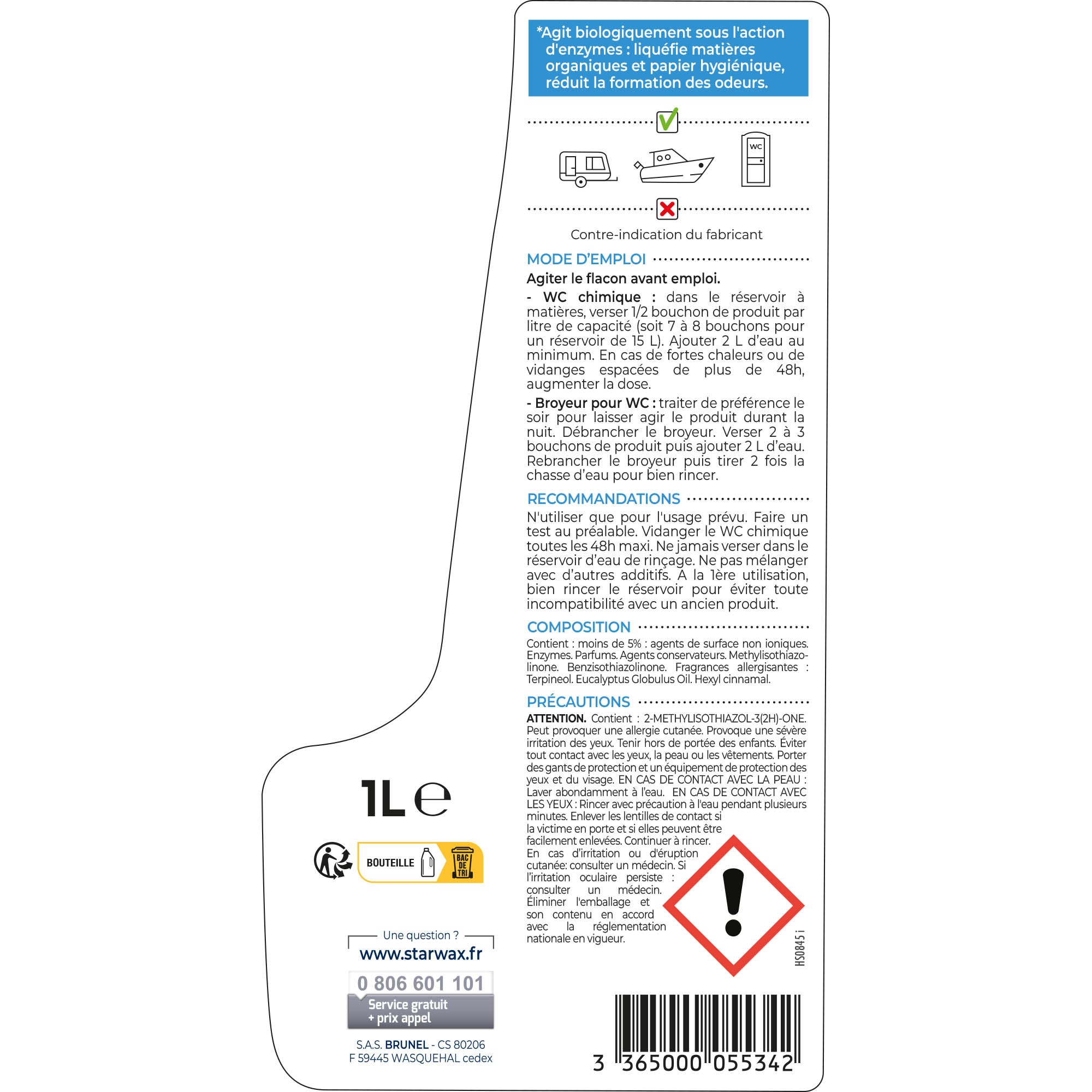 STARWAX - Liquéfiant désodorisant pour WC chimiques
1L