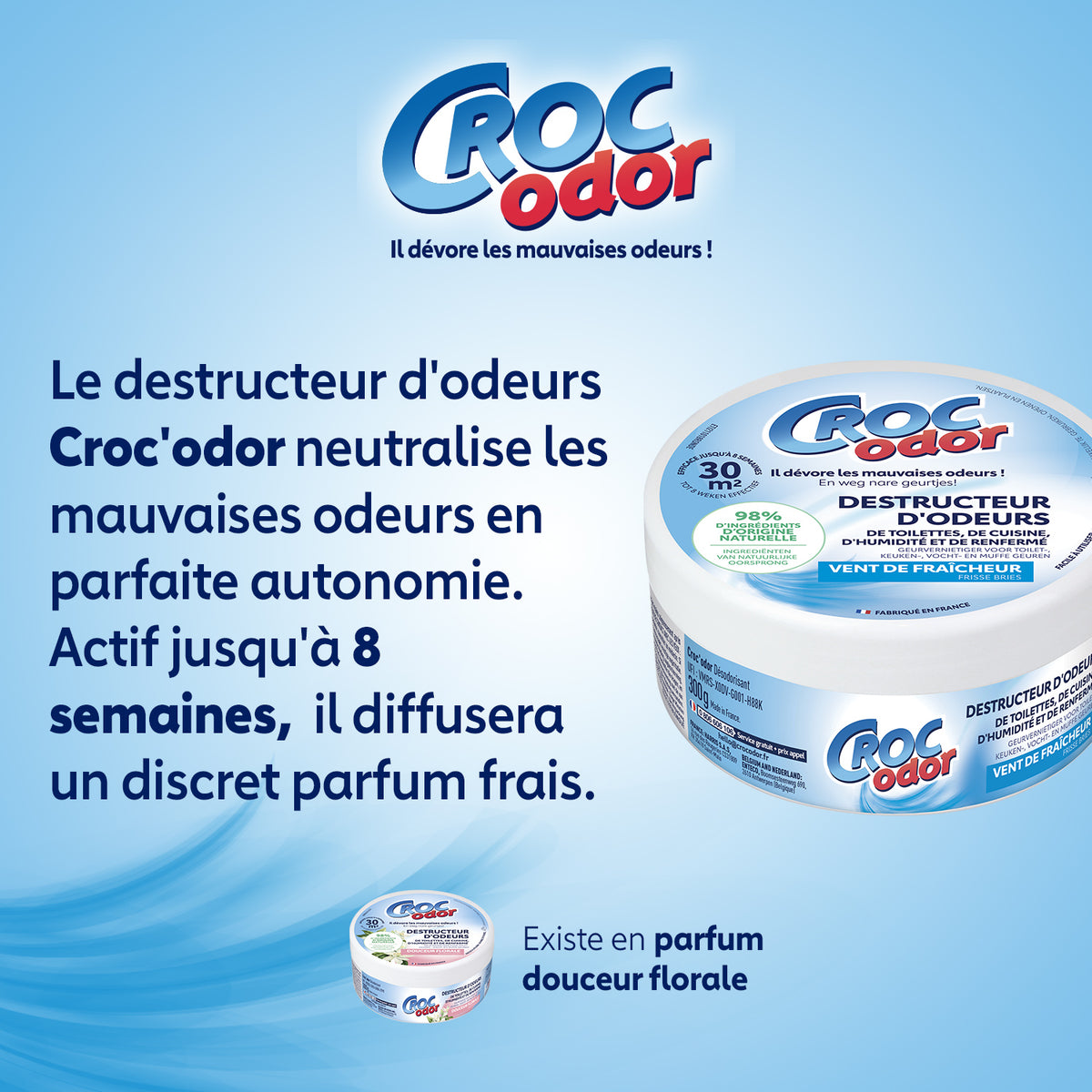 CROC ODOR - Destructeur d'odeurs vent de fraicheur 300g