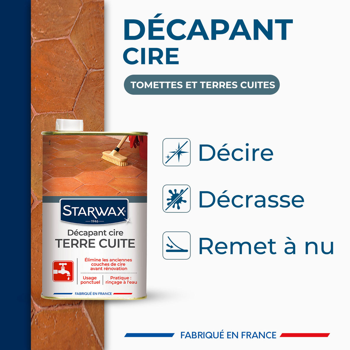 STARWAX - Décapant cire avant rénovation pour tomettes et terres cuites
1L