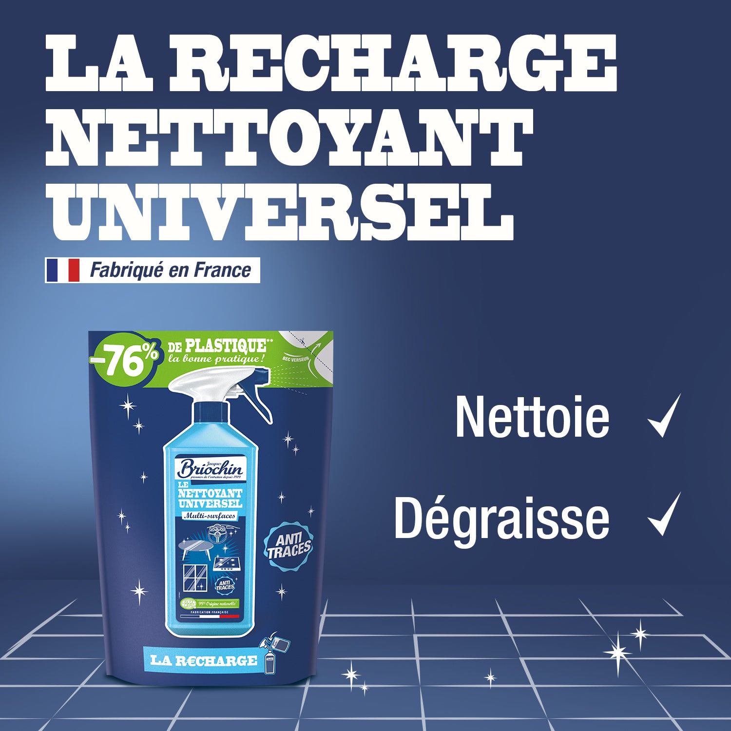 JACQUES BRIOCHIN - Recharge Nettoyant universel 750ml Sans parfum