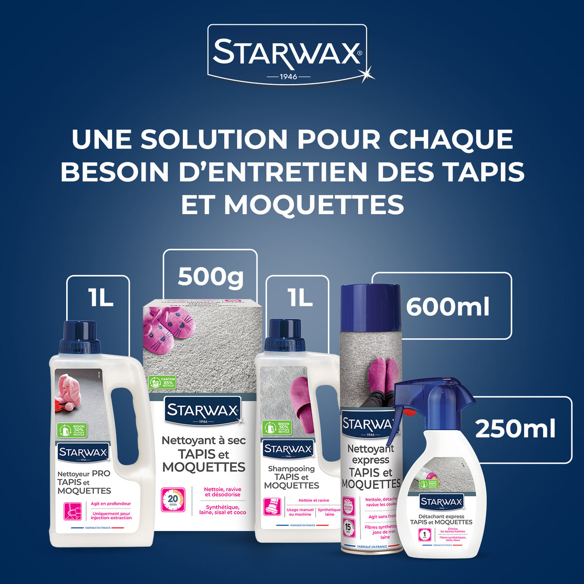 STARWAX - Nettoyant à sec pour tapis et moquettes
500g