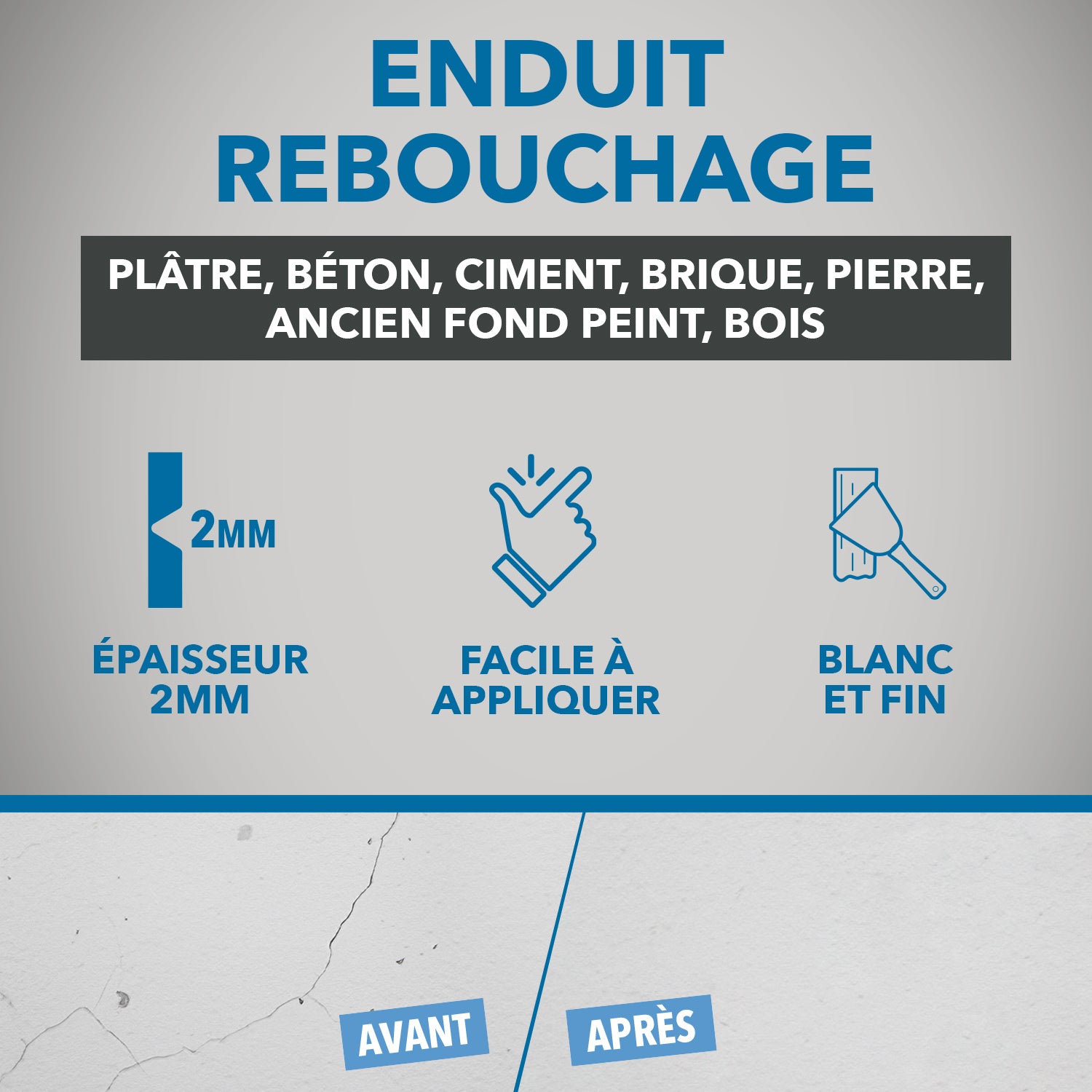 SINTO - Enduit lisage poudre 5kg Blanc
