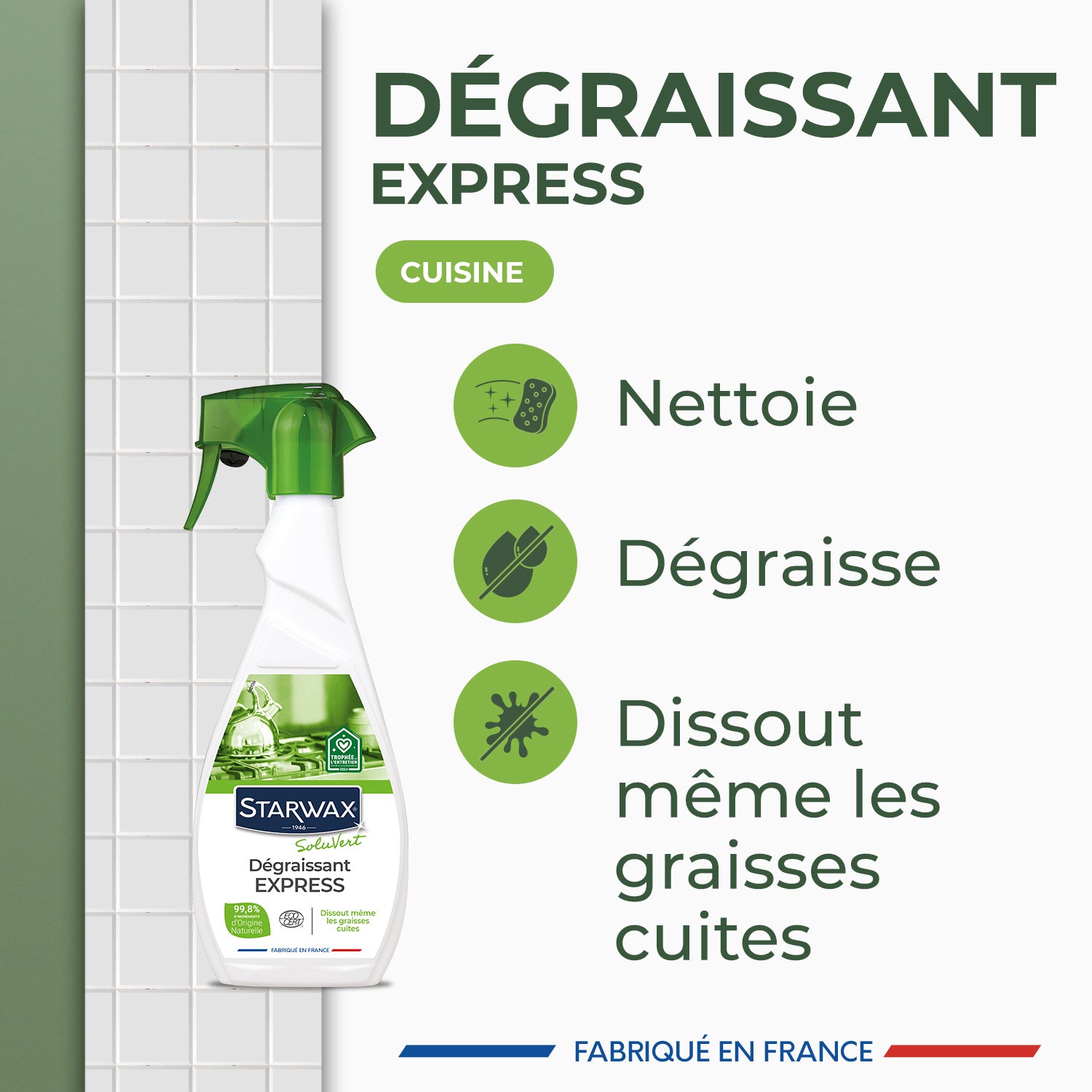 STARWAX SOLUVERT - Dégraissant express pour cuisines 500ml