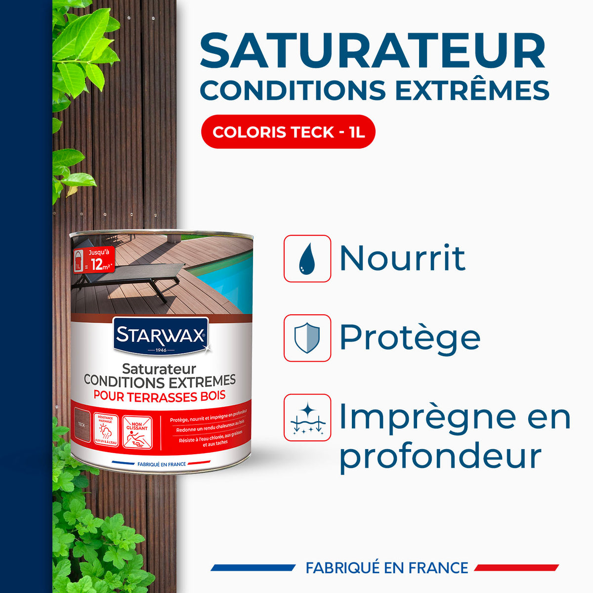STARWAX - Saturateur bois extérieurs conditions extrêmes
1L Incolore