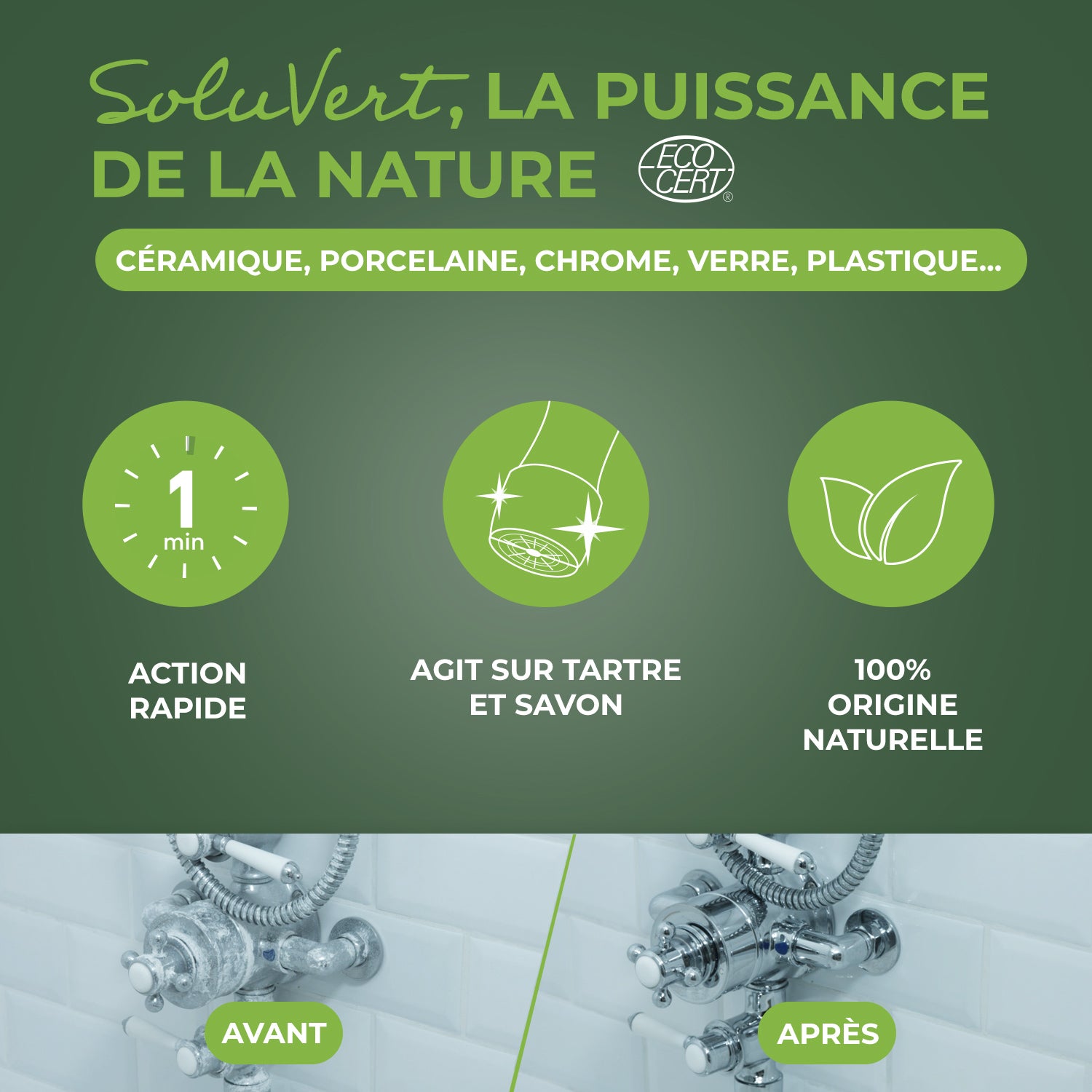 STARWAX SOLUVERT - Anti-calcaire express pour salle de bains Ecocert 500ml
