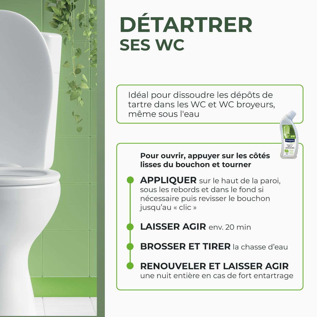 STARWAX SOLUVERT - Détartrant en gel pour WC et broyeurs Ecocert 750ml