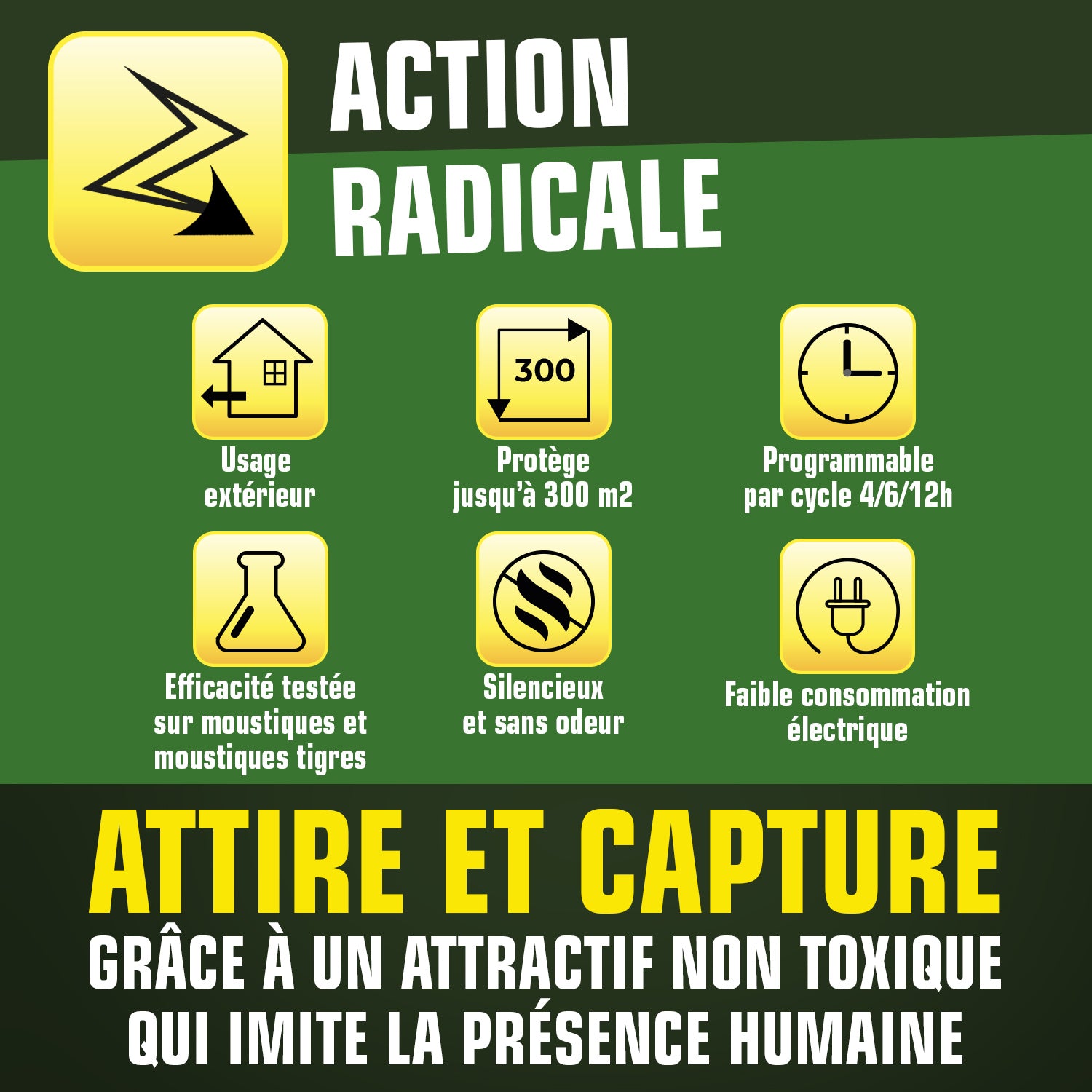K.PRO - Piège électrique à moustiques et moustiques tigres + 1 seringue d'attractif 1 Piège + 1 seringue d'attractif