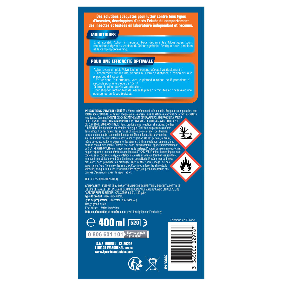 K.PRO - Aérosol anti-moustiques
400ml