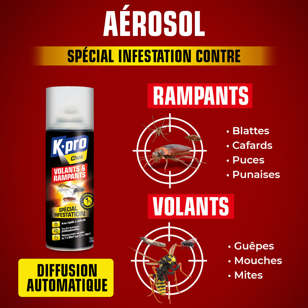 K.PRO - Aérosol diffusion automatique tous insectes
200ml