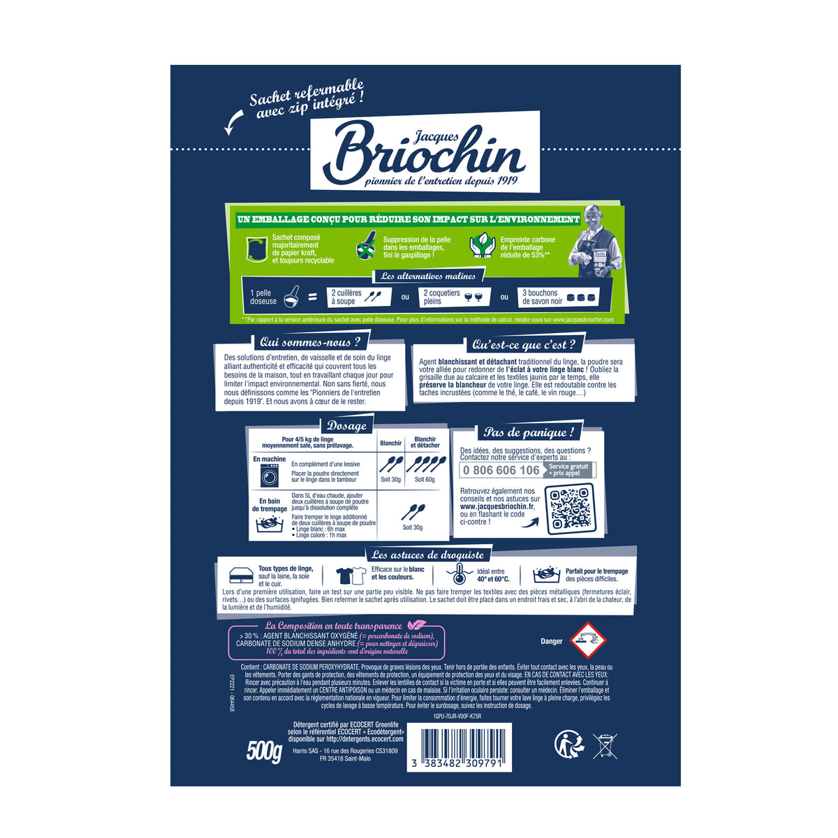 JACQUES BRIOCHIN - La poudre au percarbonate de soude 500g