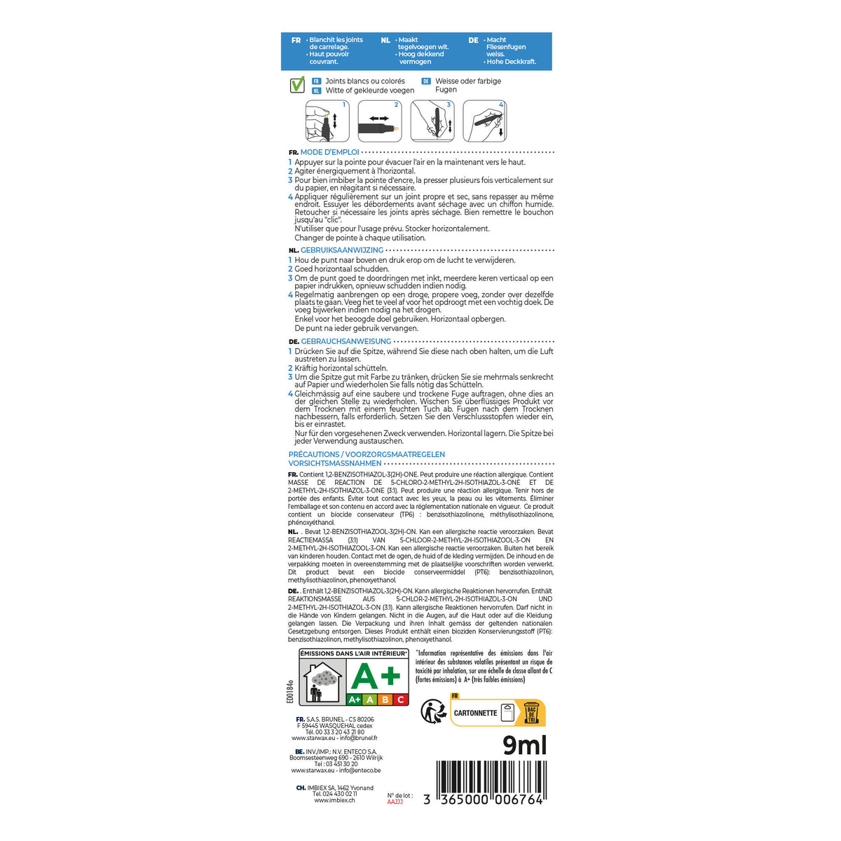 STARWAX - Rénovateur pour joints 9ml