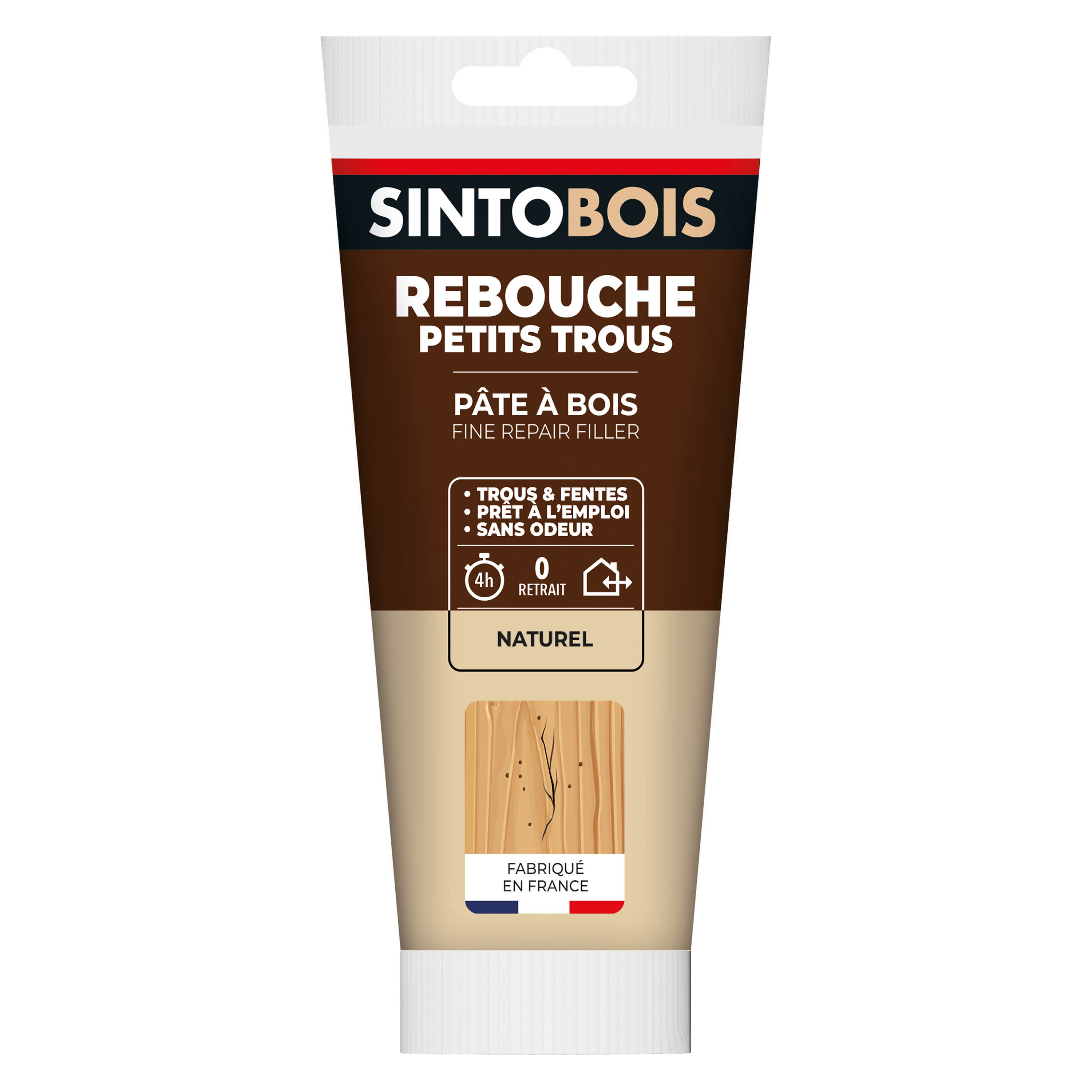 SINTO - Rebouche imperfections - Pâte à bois naturel 80g Blanc
