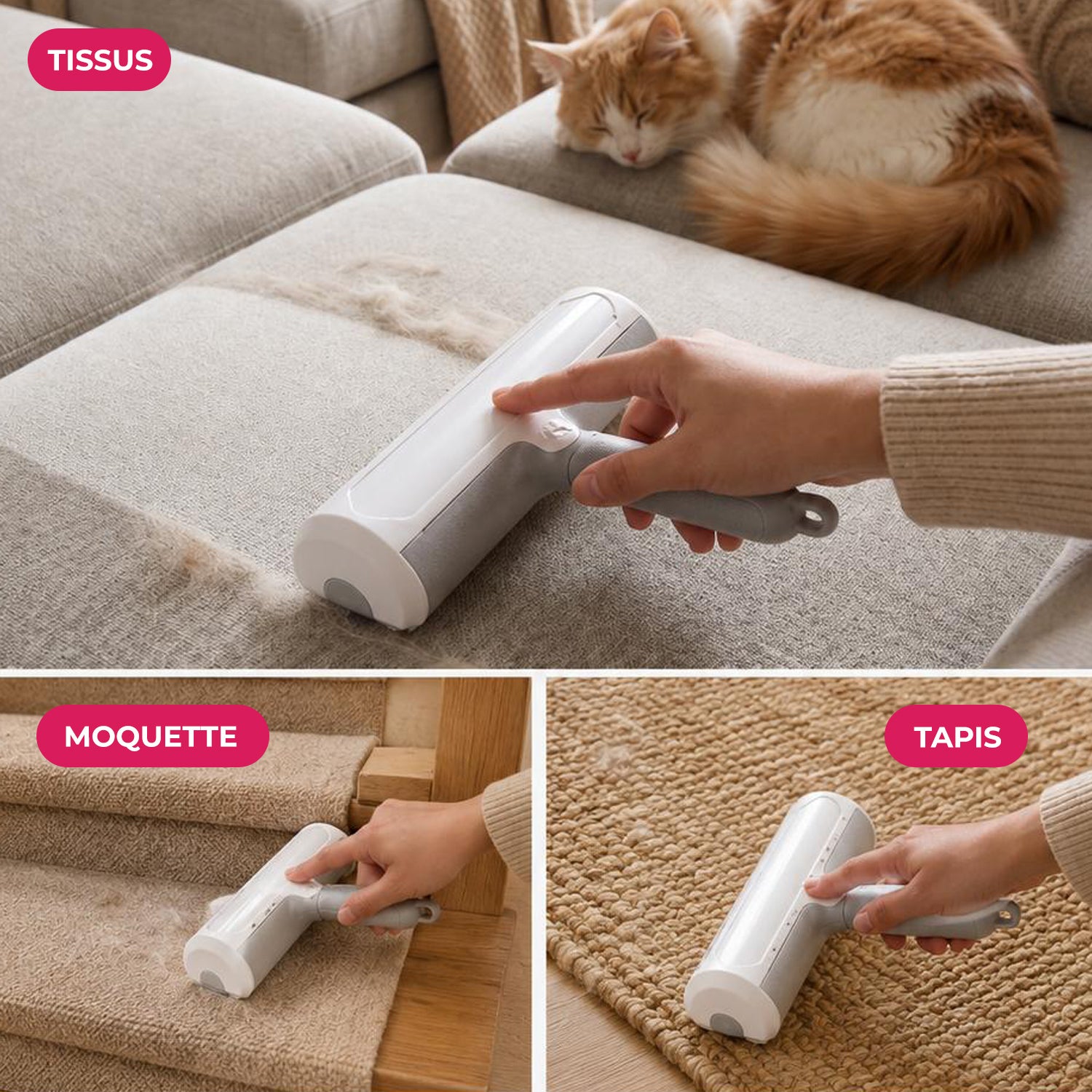 STARWAX - Brosse anti-poils animaux 1 Blanche et gris