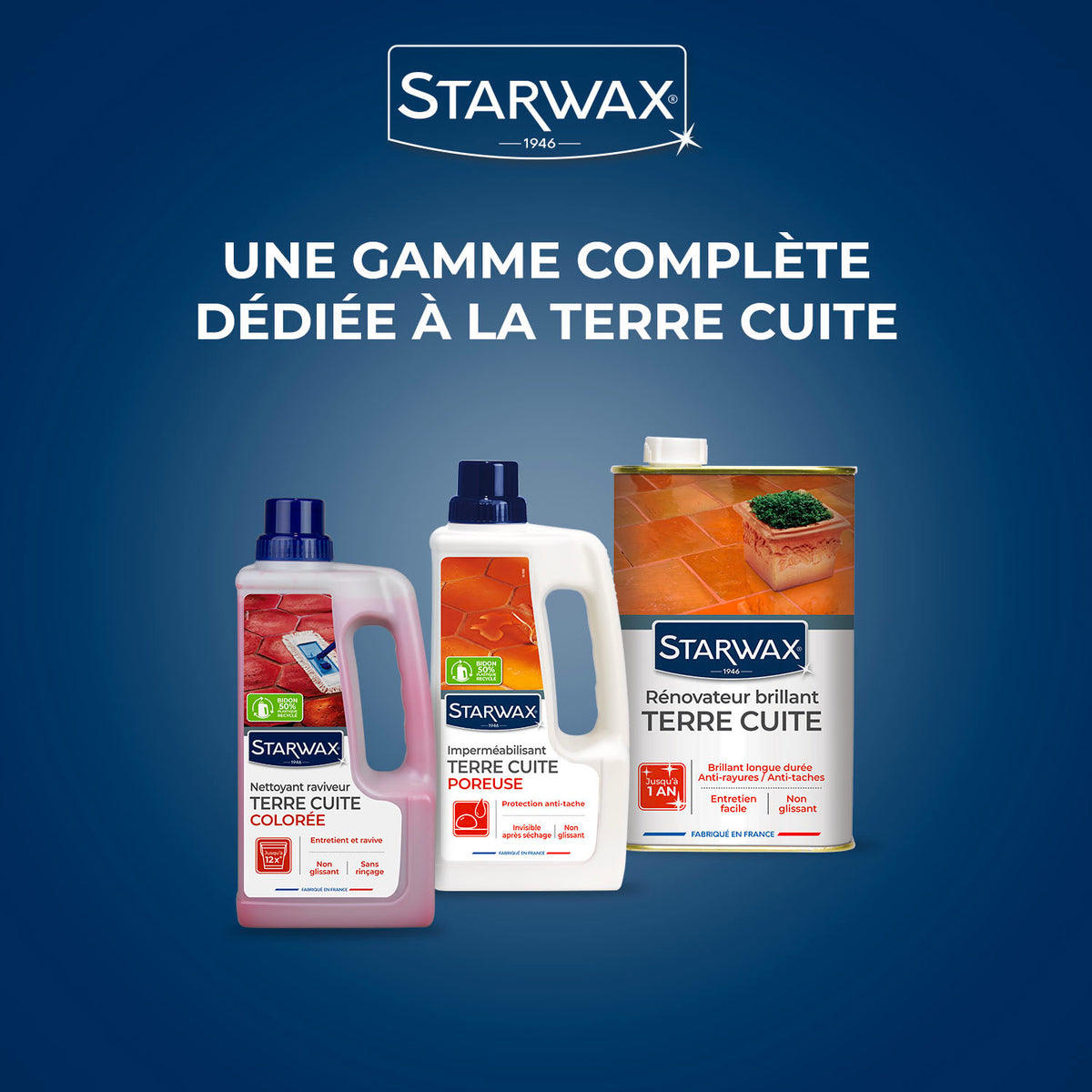 STARWAX - Rénovateur brillant protecteur pour tomettes et terres cuites 1L incolore
1L