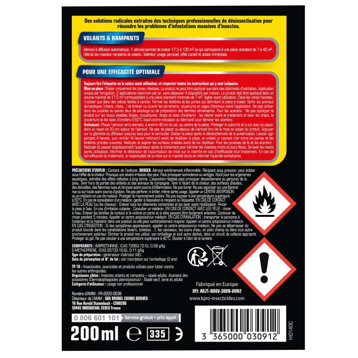 K.PRO - Aérosol diffusion automatique tous insectes
200ml