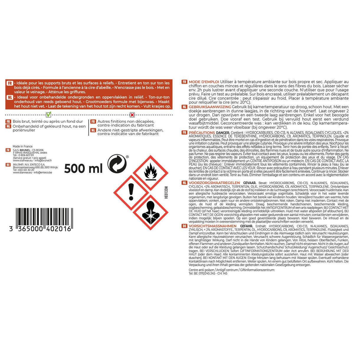 STARWAX - Cire antiquaire liquide pour bois cirés 450ml Incolore