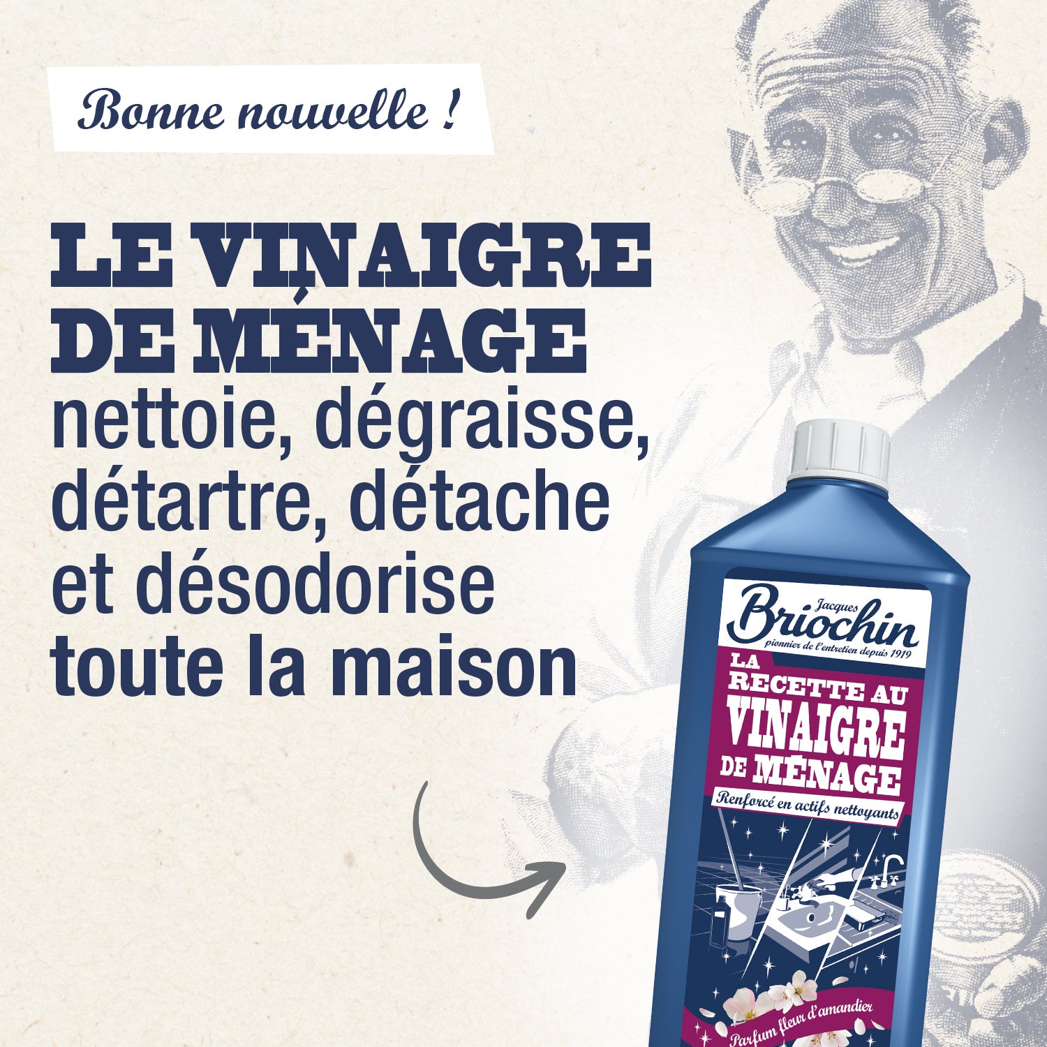 JACQUES BRIOCHIN - Vinaigre parfumé parfum fleur d'amandier 1L Parfum fleur d'amandier