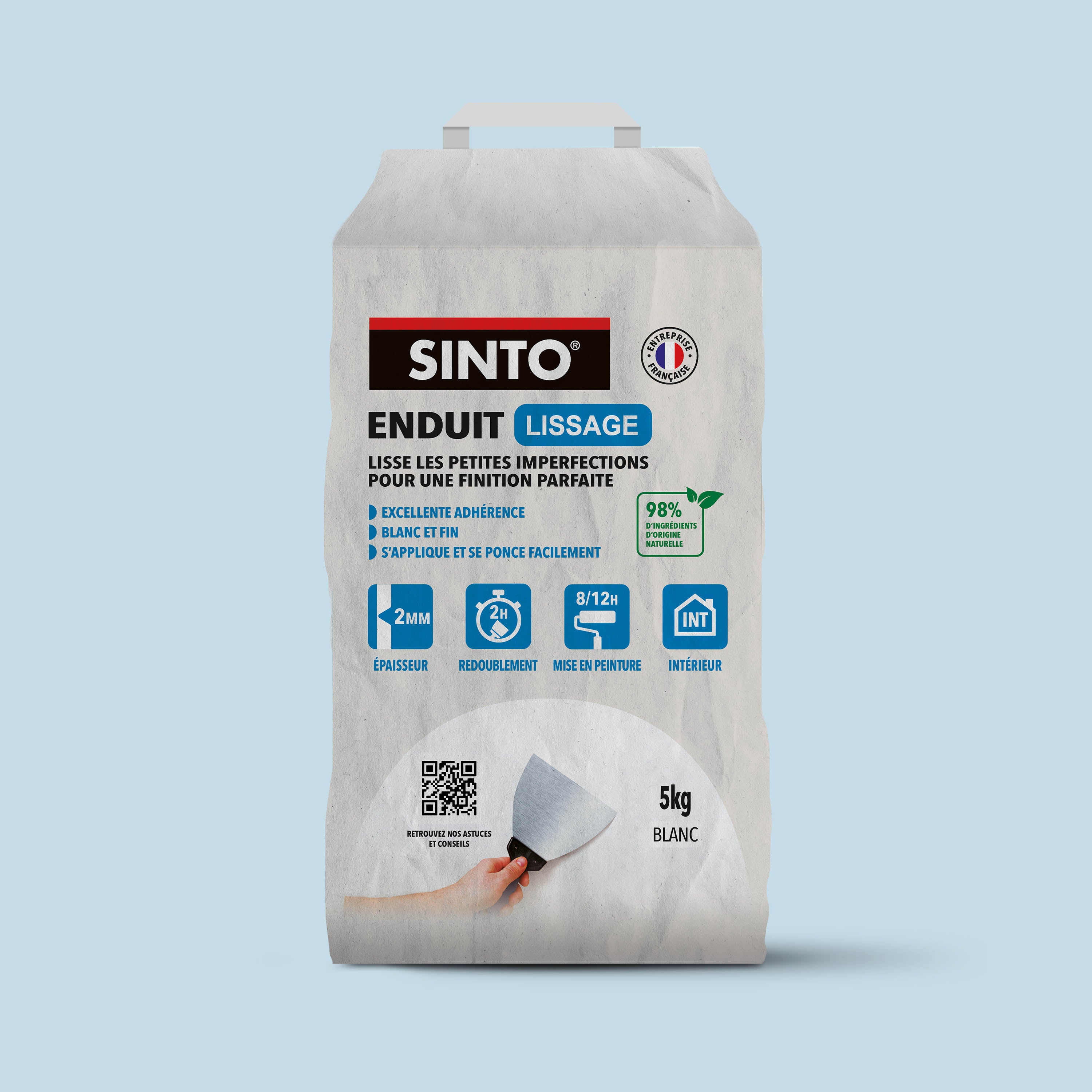 SINTO - Enduit lisage poudre 5kg Blanc