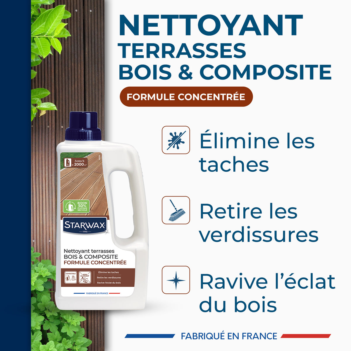 STARWAX - Nettoyant concentré pour terrasses en bois et composite
1L