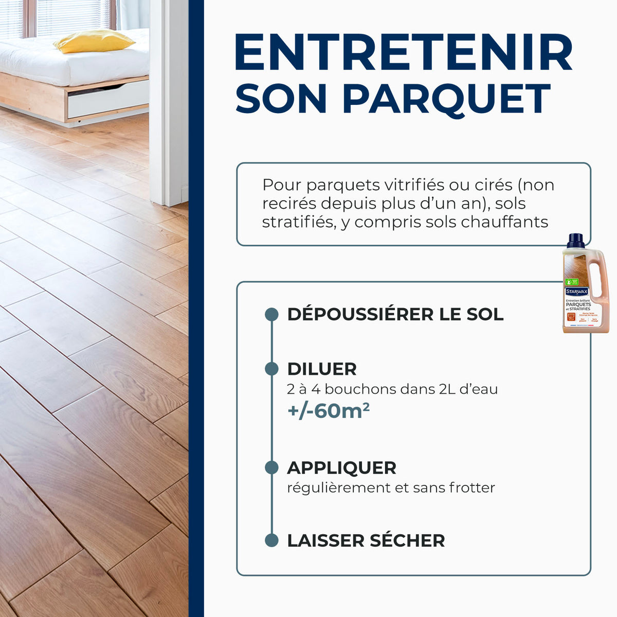 STARWAX - Entretien brillant pour parquets et sols stratifiés
1L