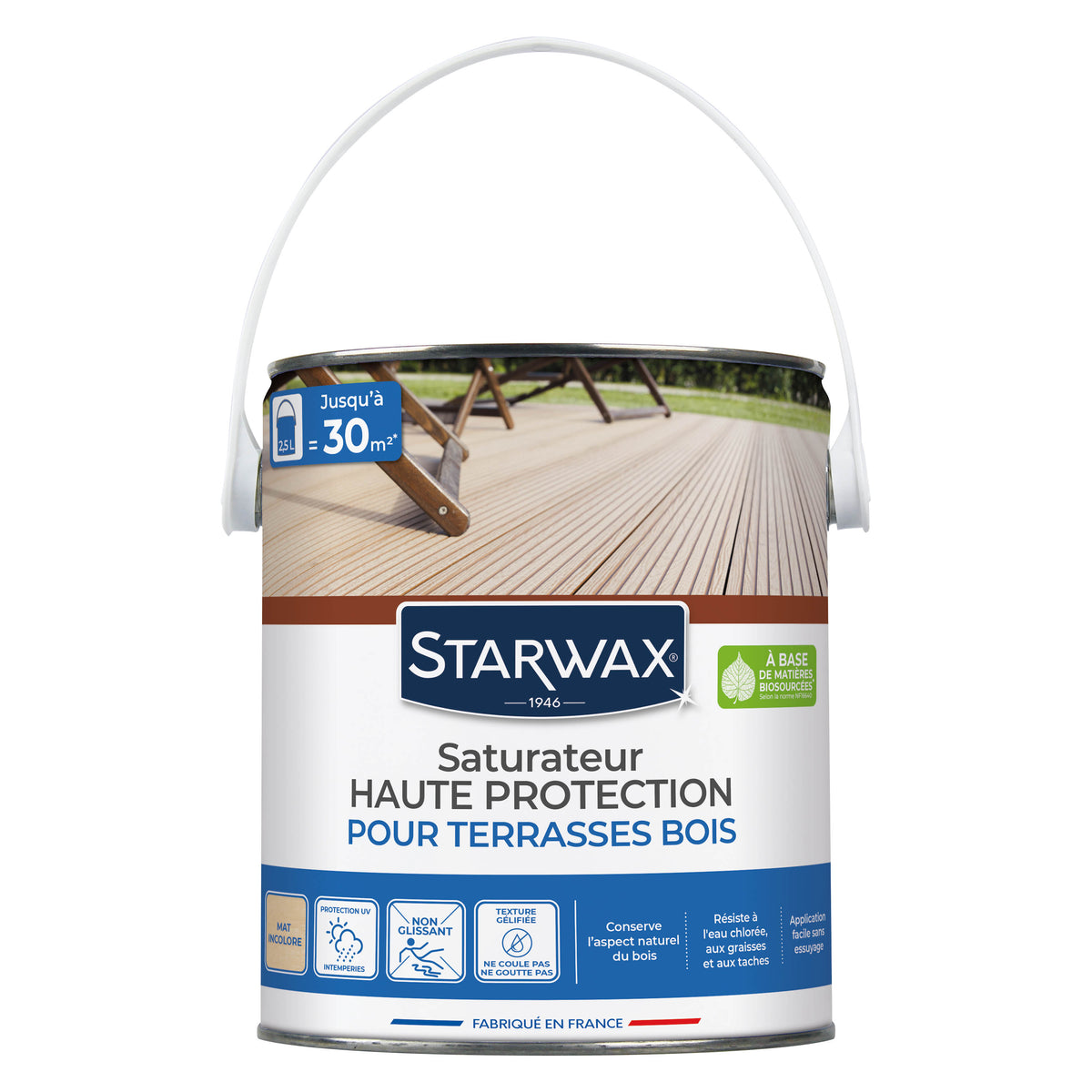 STARWAX - Saturateur Haute protection pour terrasses bois
1L Teck