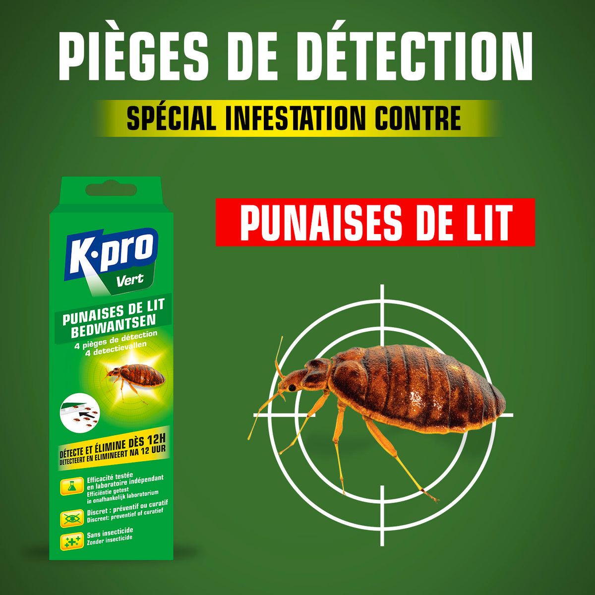 K.PRO - Pièges à punaises de lit X4