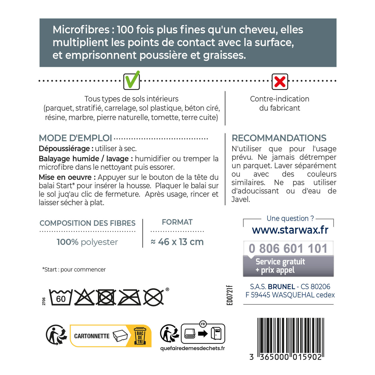 STARWAX - Microfibre balai start* multi-usages X1