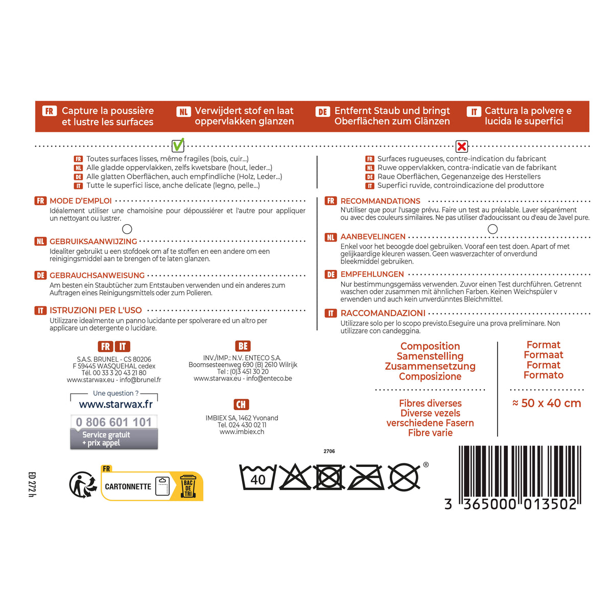STARWAX - Chamoisines pour mobilier intérieur X2