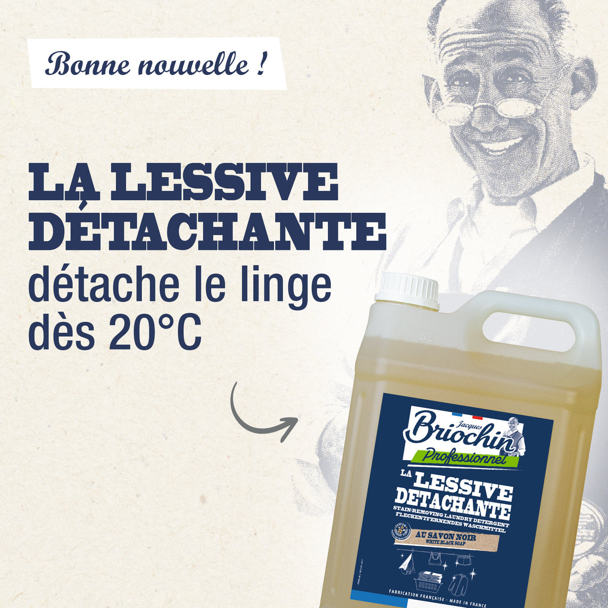 JACQUES BRIOCHIN PRO - La Lessive au Savon Noir - Détachante 5L Parfum bouquet floral