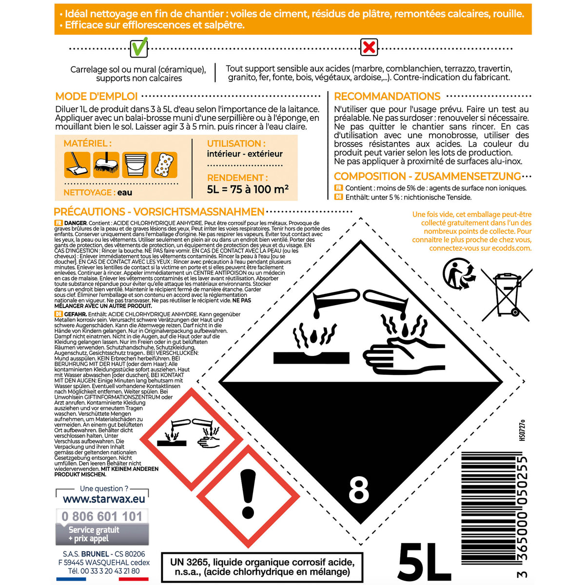 STARWAX - Décapant laitance de ciment 1L