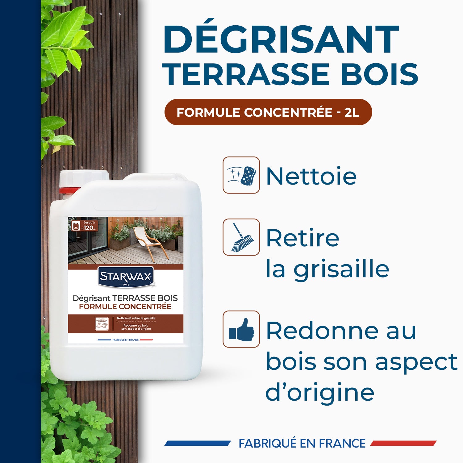 STARWAX - Dégrisant concentré pour terrasse en bois
2L