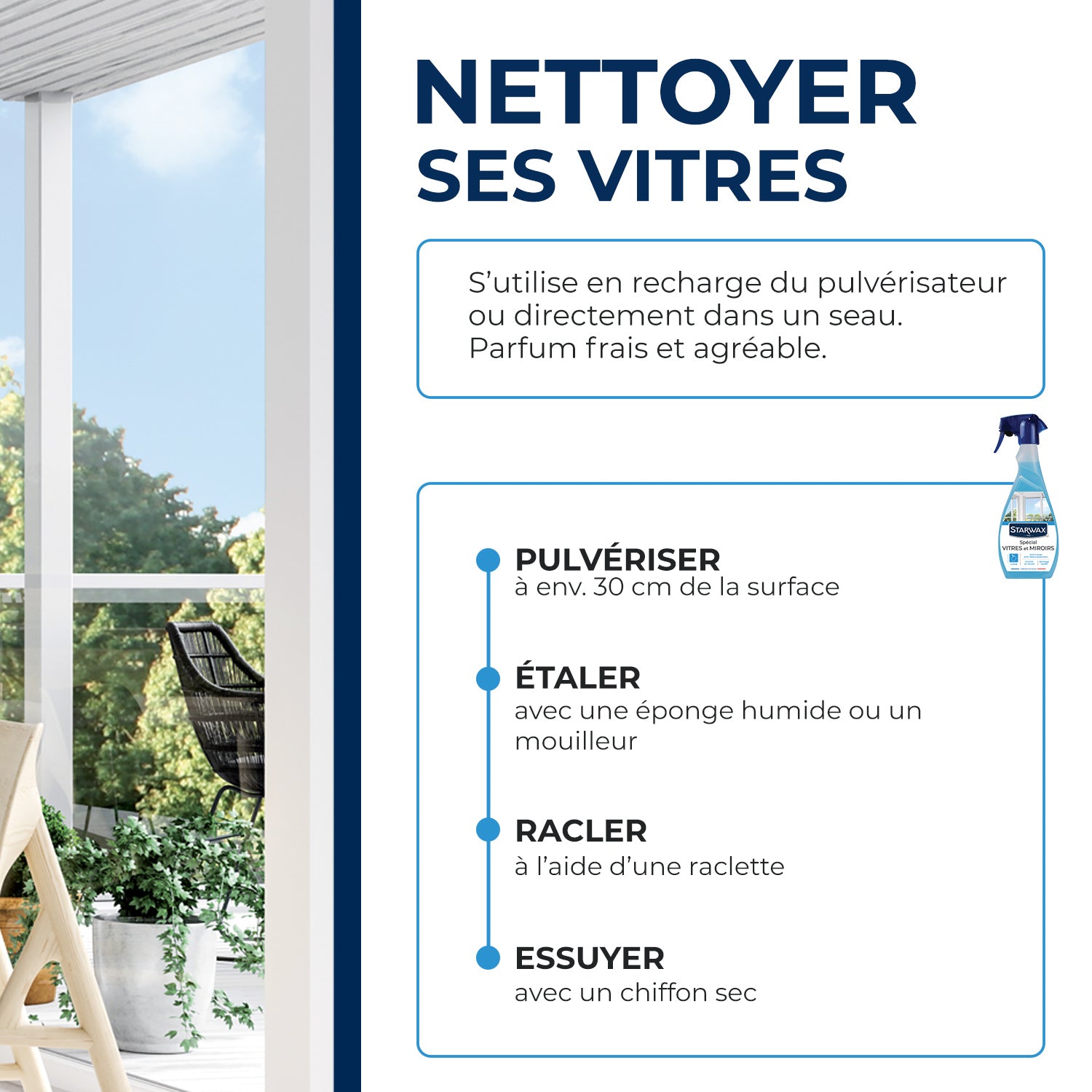STARWAX - Nettoyant spécial vitres et miroirs
500ml Parfum verveine citron (parfum de synthèse)