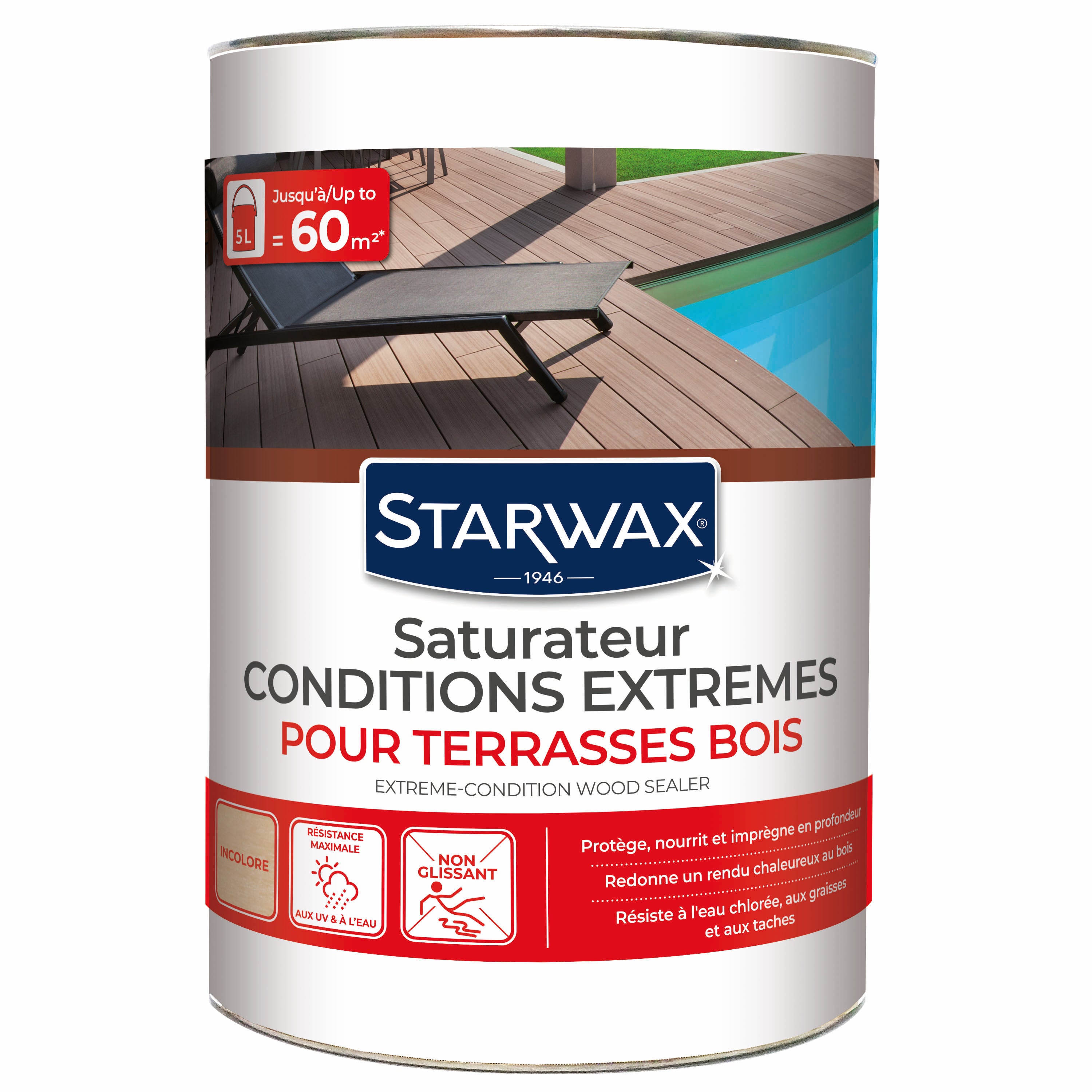 STARWAX - Saturateur bois extérieurs conditions extrêmes
1L Incolore
