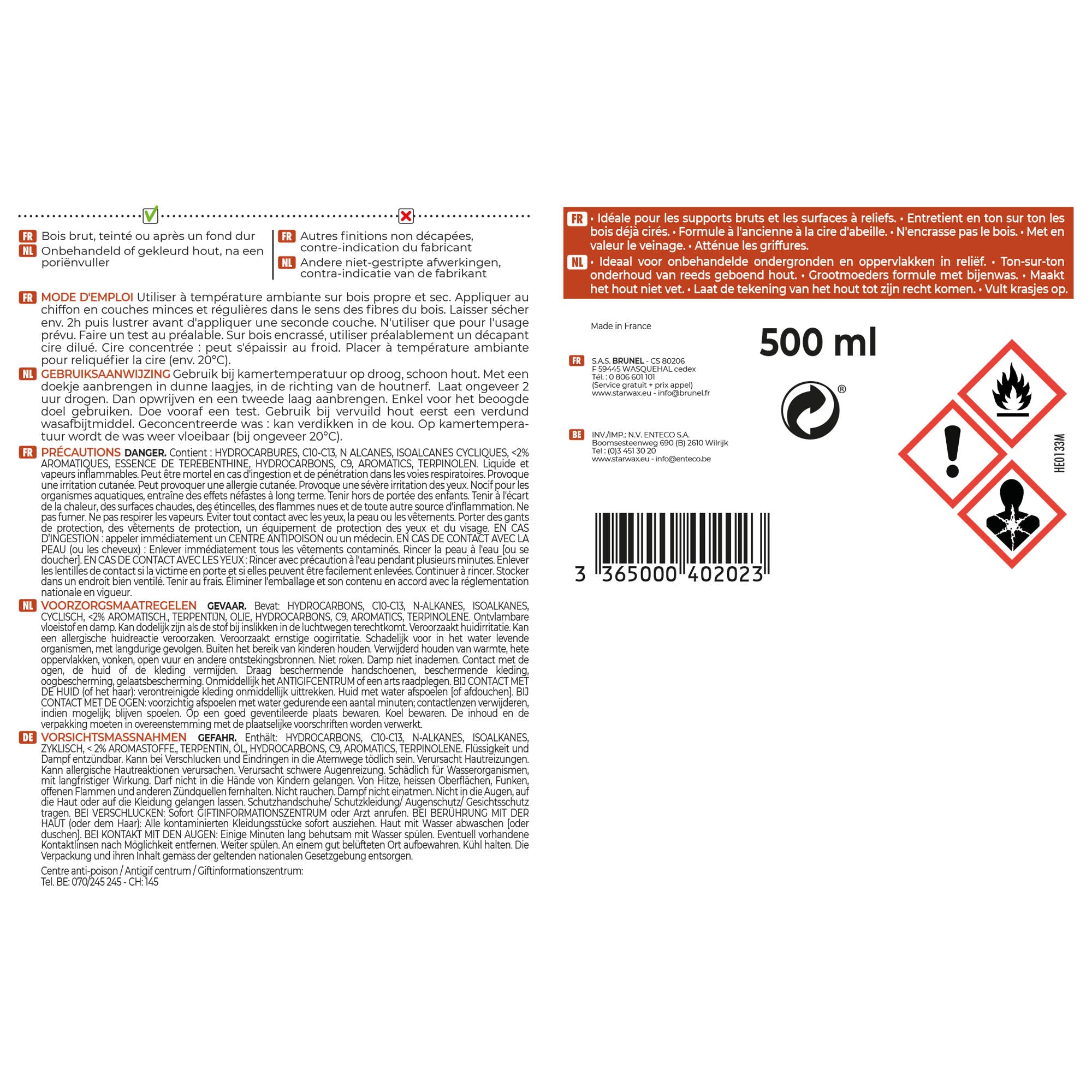 STARWAX - Cire antiquaire liquide pour bois cirés 450ml Incolore