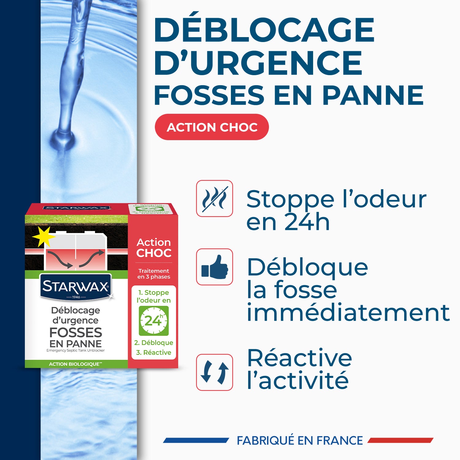 STARWAX - Déblocage d'urgence pour fosses septiques
600g