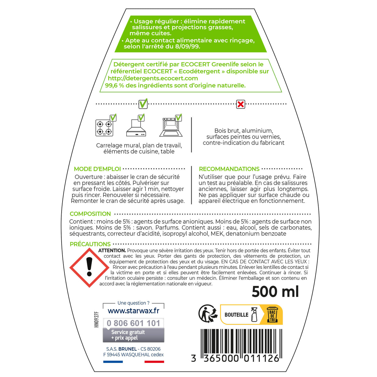STARWAX SOLUVERT - Dégraissant express pour cuisines 500ml