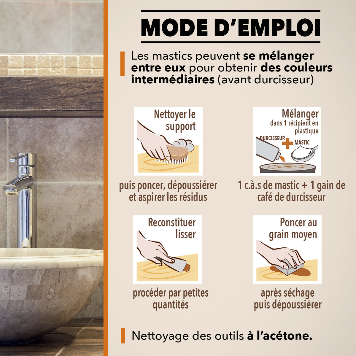 SINTO - Répare sols et murs gris (ardoise, marbre, pierre bleue, béton ciré) 280g Gris