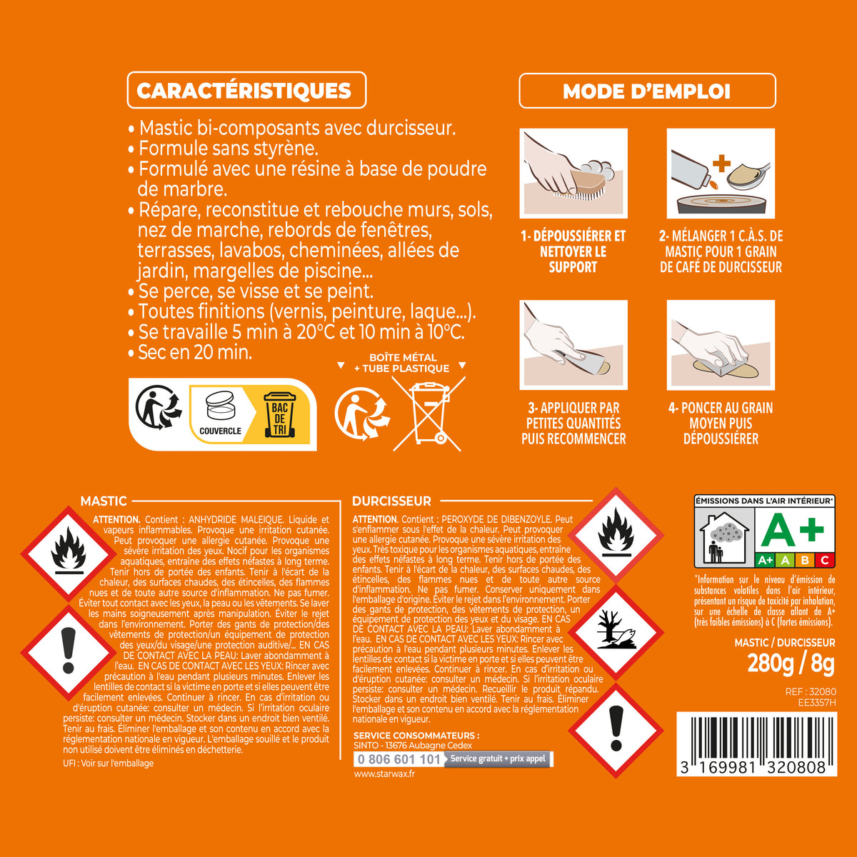 SINTO - Répare sols et murs (parement, pierres, travertin, comblanchien) 280g Travertin