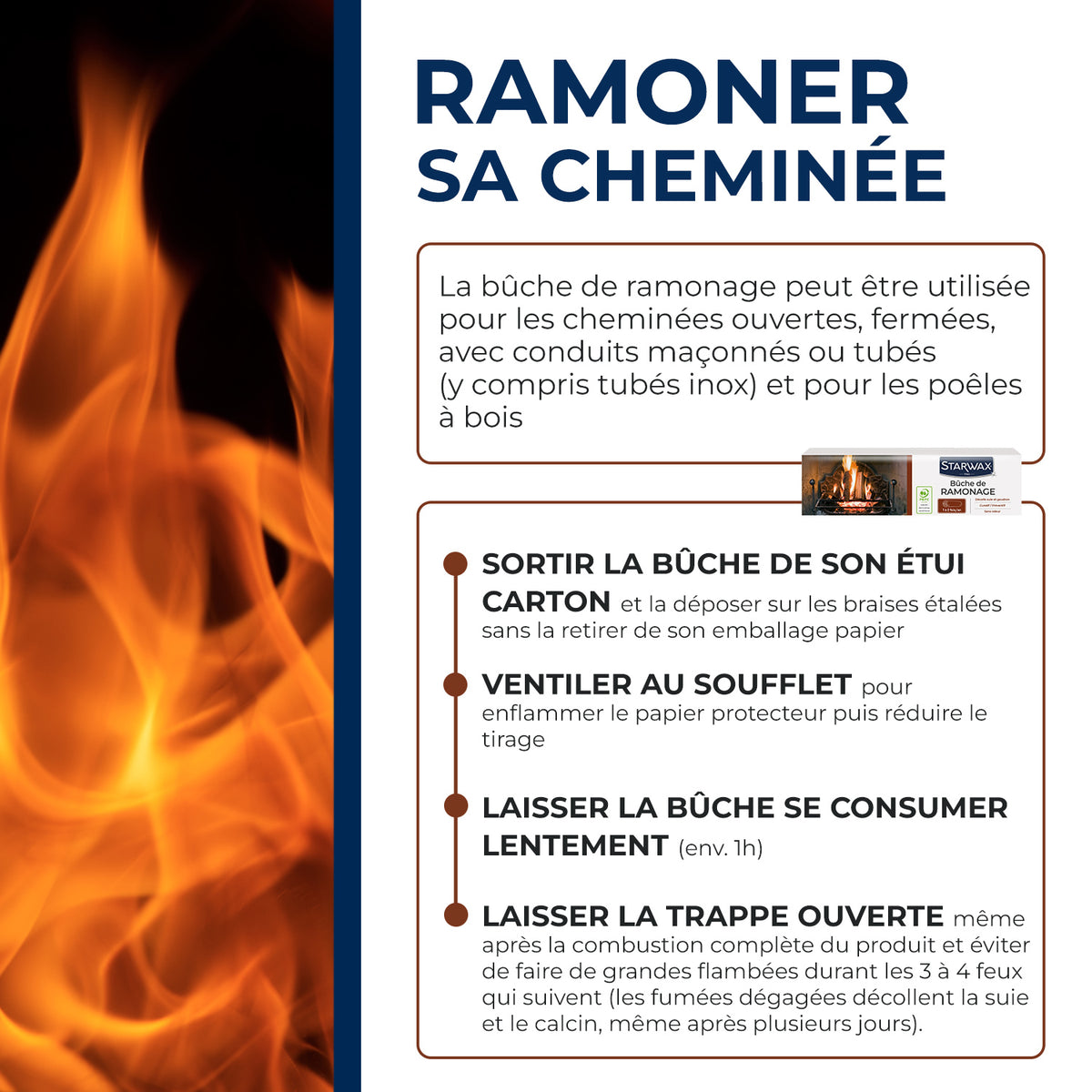 STARWAX - Buche de ramonage pour poêle et cheminée PEFC X1