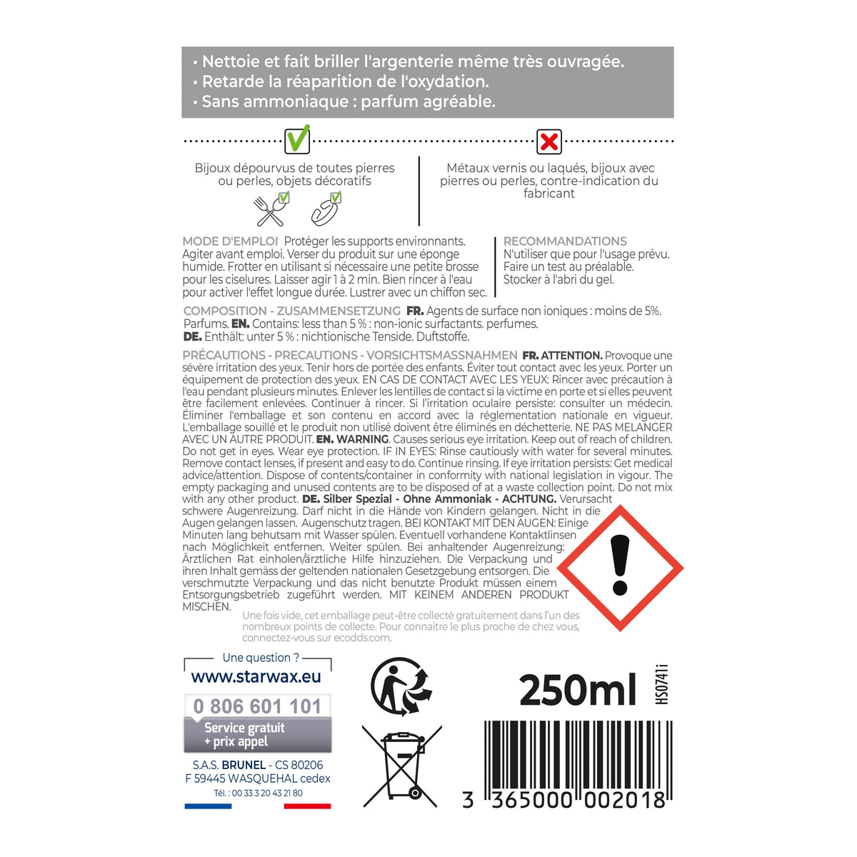 STARWAX - Nettoyant argent 250ml