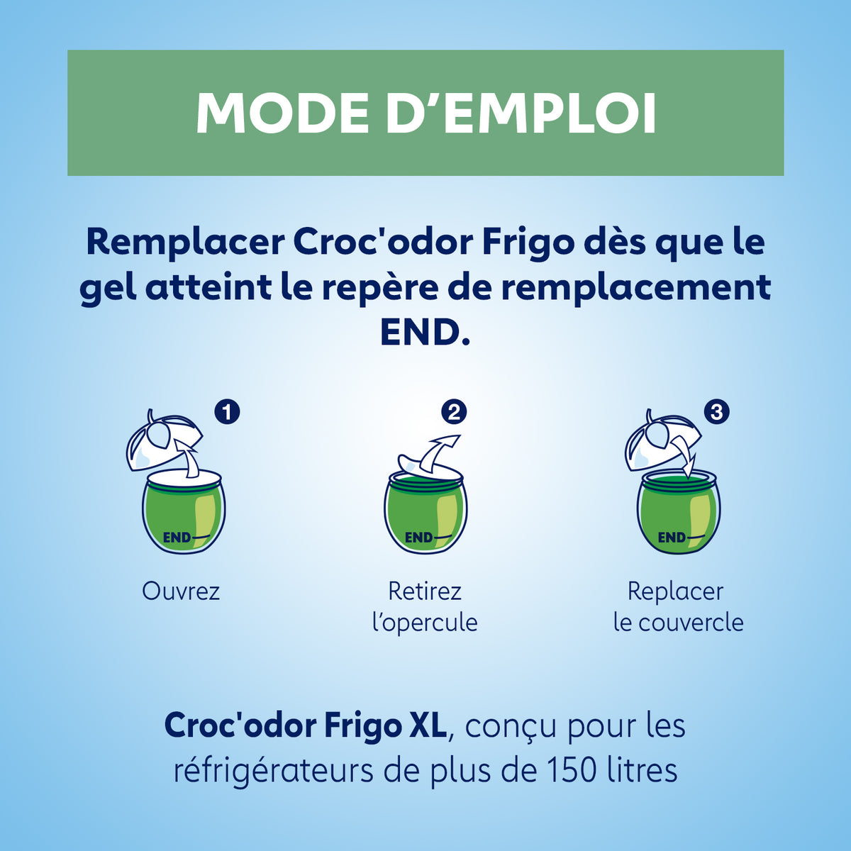 CROC ODOR - Absorbeur d'odeurs Frigo XL 140g Sans parfum