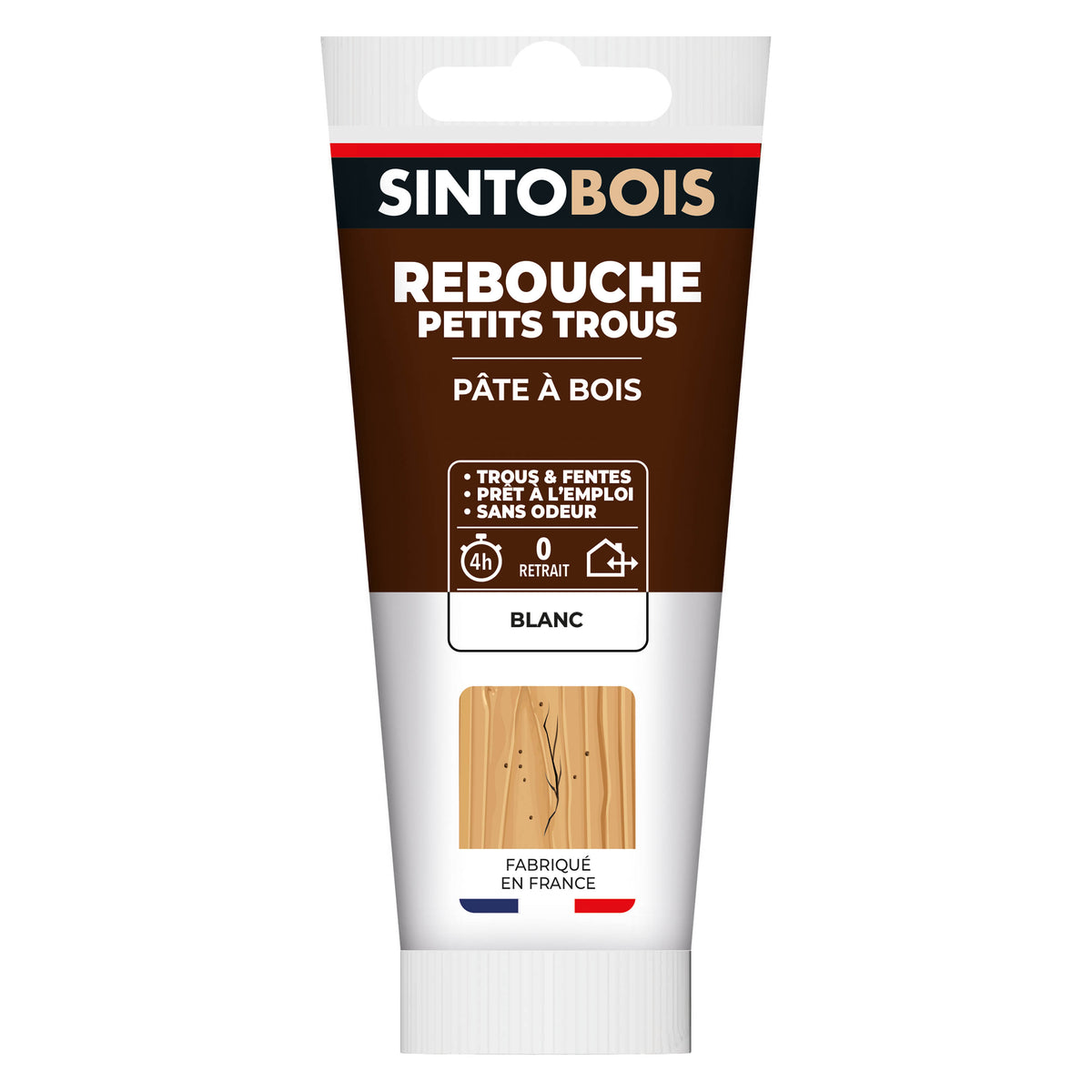 SINTO - Rebouche imperfections - Pâte à bois naturel 80g Blanc