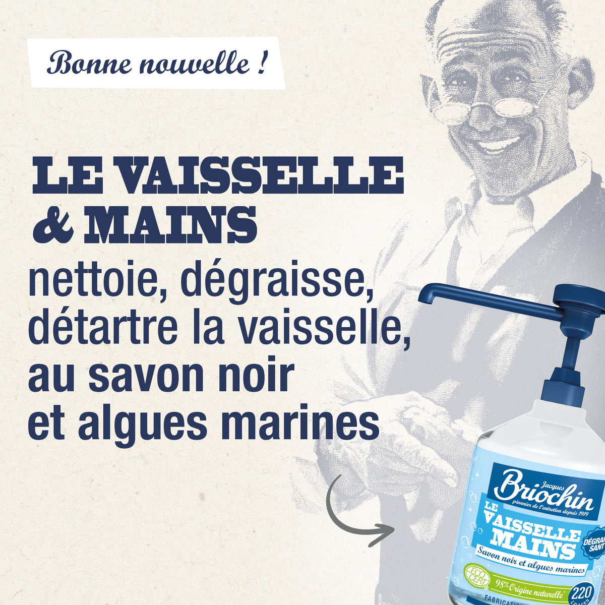 Liquide Vaisselle Mains Savon noir & Algues Marines