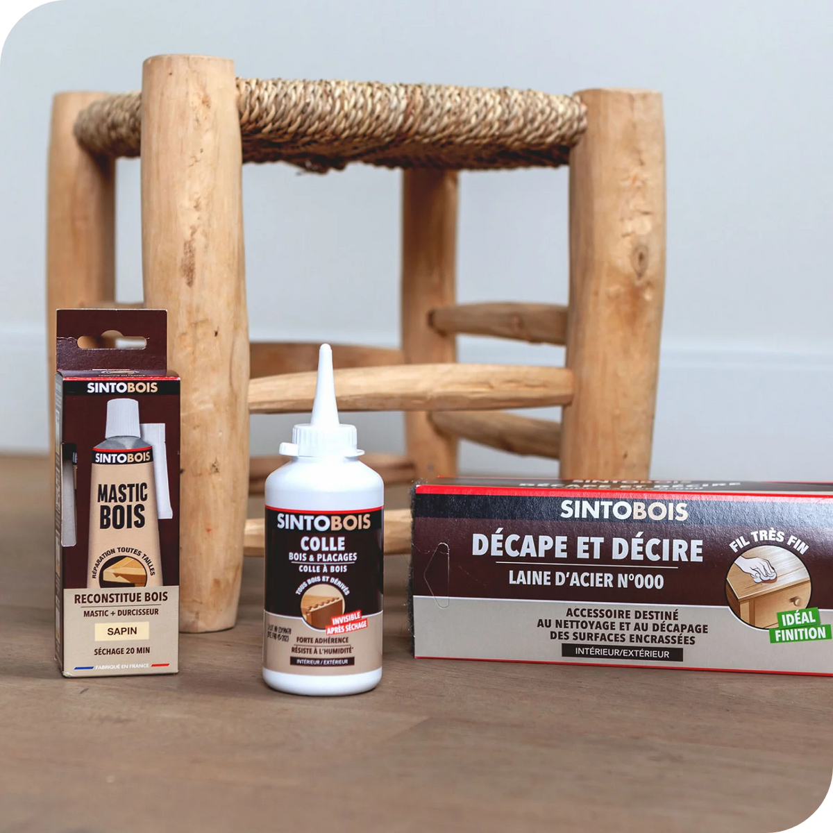 Sinto - Mastic bois, Colle bois & placages