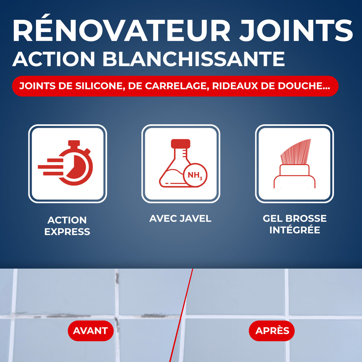 STARWAX - Rénovateur joints - action blanchissante avec Javel - Gel avec brosse intégrée
 250ml