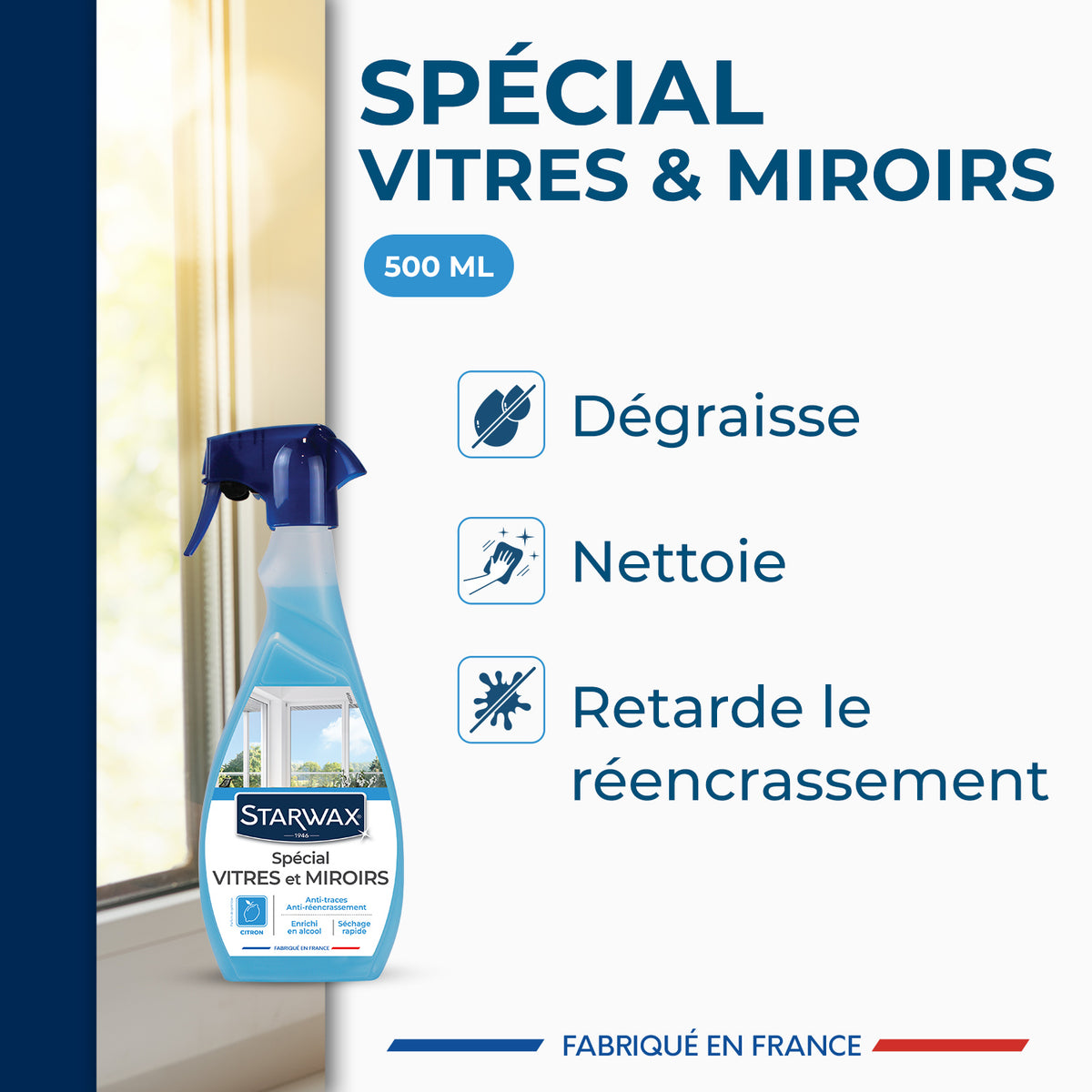 STARWAX - Nettoyant spécial vitres et miroirs
 500ml Parfum verveine citron (parfum de synthèse)