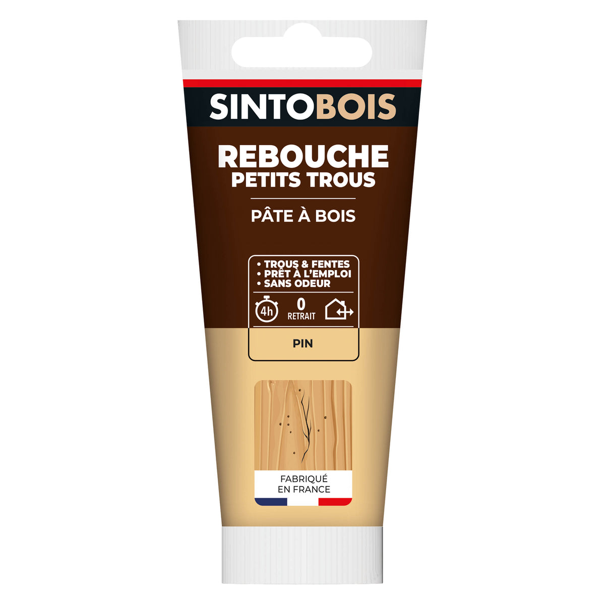 SINTO - Rebouche imperfections -  Pâte à bois naturel 80g Blanc