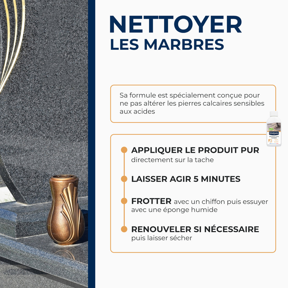 STARWAX - Détachant rouille pour marbre et pierres naturelles 250ml